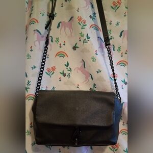 EUC Rebecca Minkoff Edie Black Leather Casual Moto Flap Everyday Purse Bag